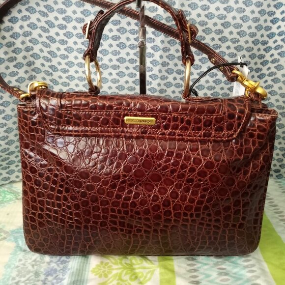 Rebecca Minkoff Leather Covert Convertible Satchel Shiny Brown Color NWT $425 - Picture 2 of 15